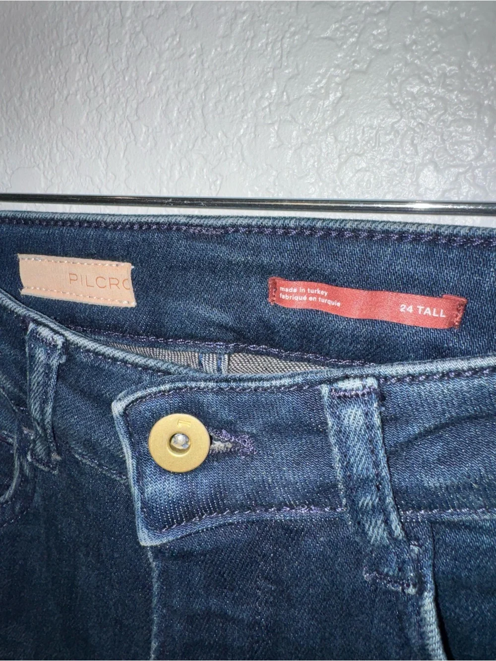 PILCRO Anthropologie The Demilune Bootcut Dark Wash High Rise Jeans Size 24 Tall